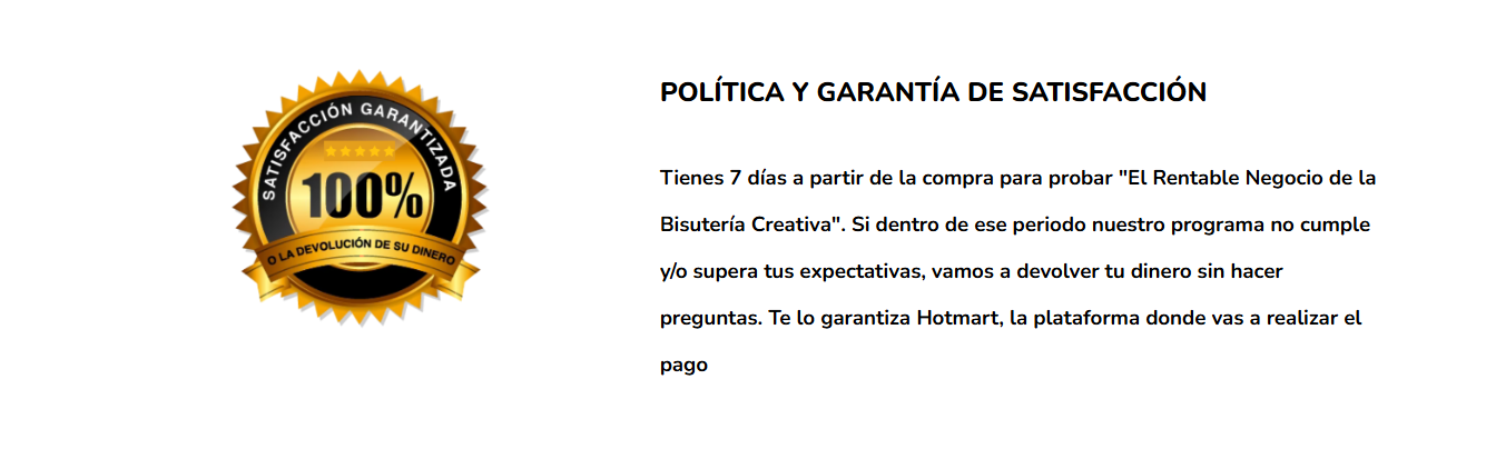 Garantía 100% satisfacción