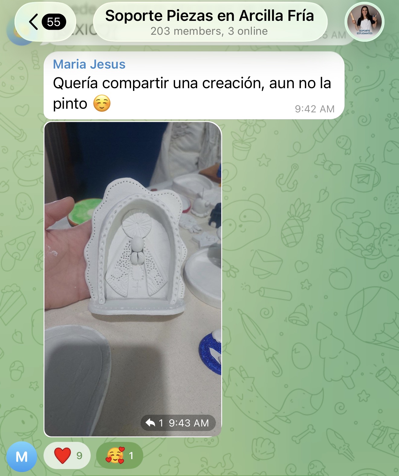 Pieza decorativa en arcilla fría