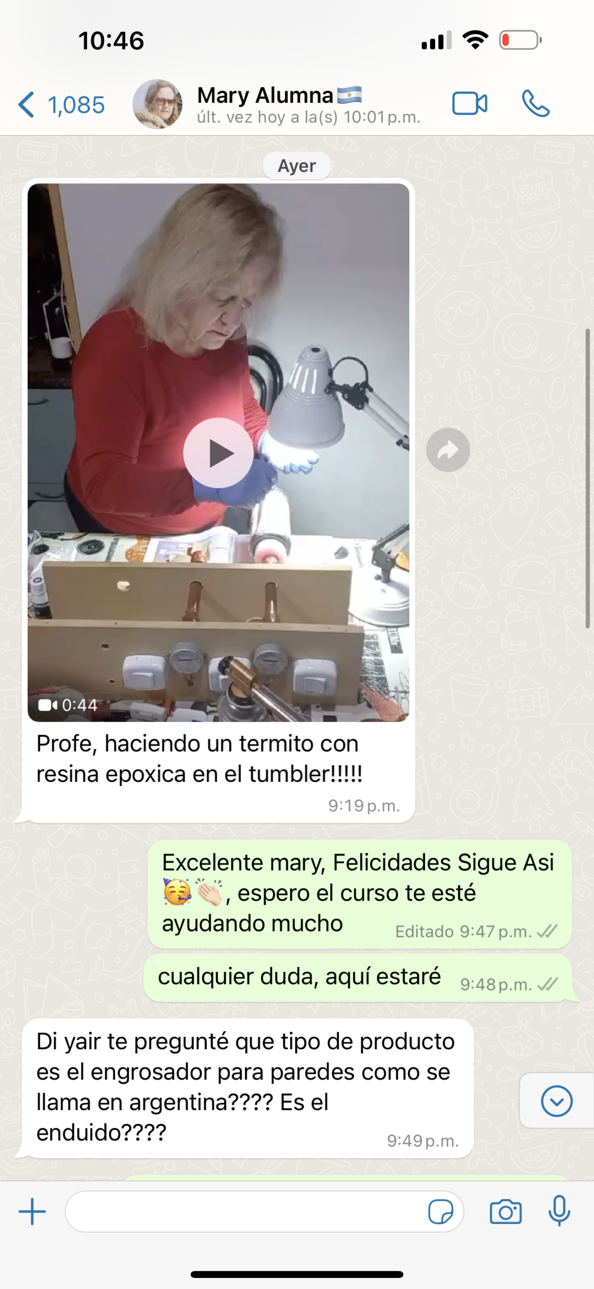Testimonio accesorios con resina
