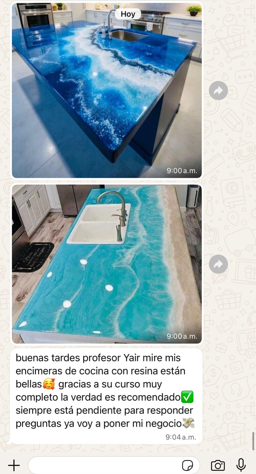 Testimonio de cocina con resina